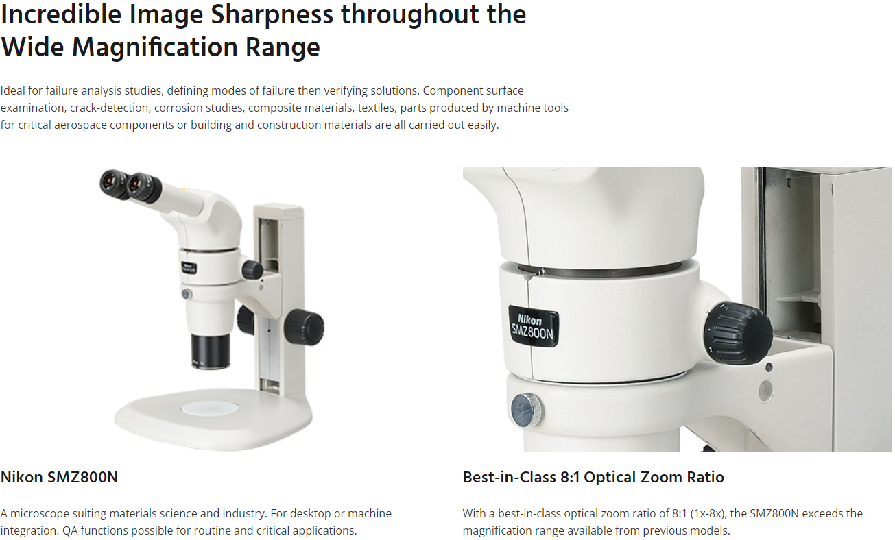 NIKON Stereo Zoom Microscope SMZ800 (Zoom ratio 480X) NiVina